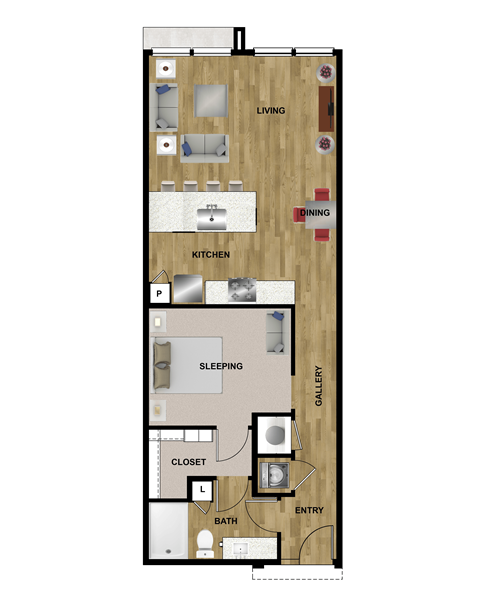 L1 Floor Plan at Brixton South Shore, Texas, 78741
